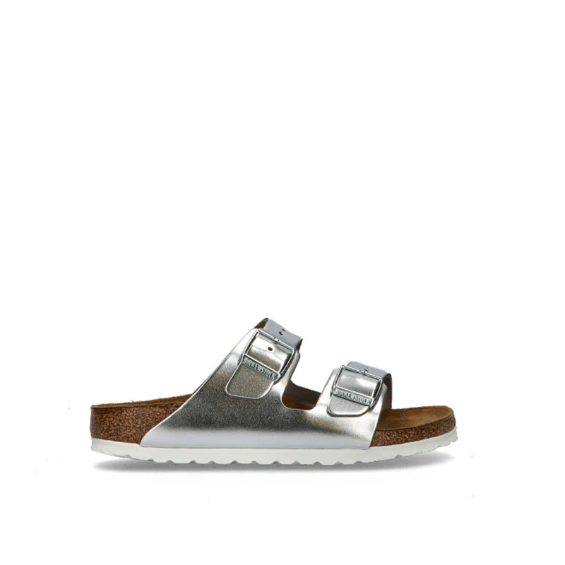 BIRKENSTOCK ARIZONA Ciabatta donna argento in pelle