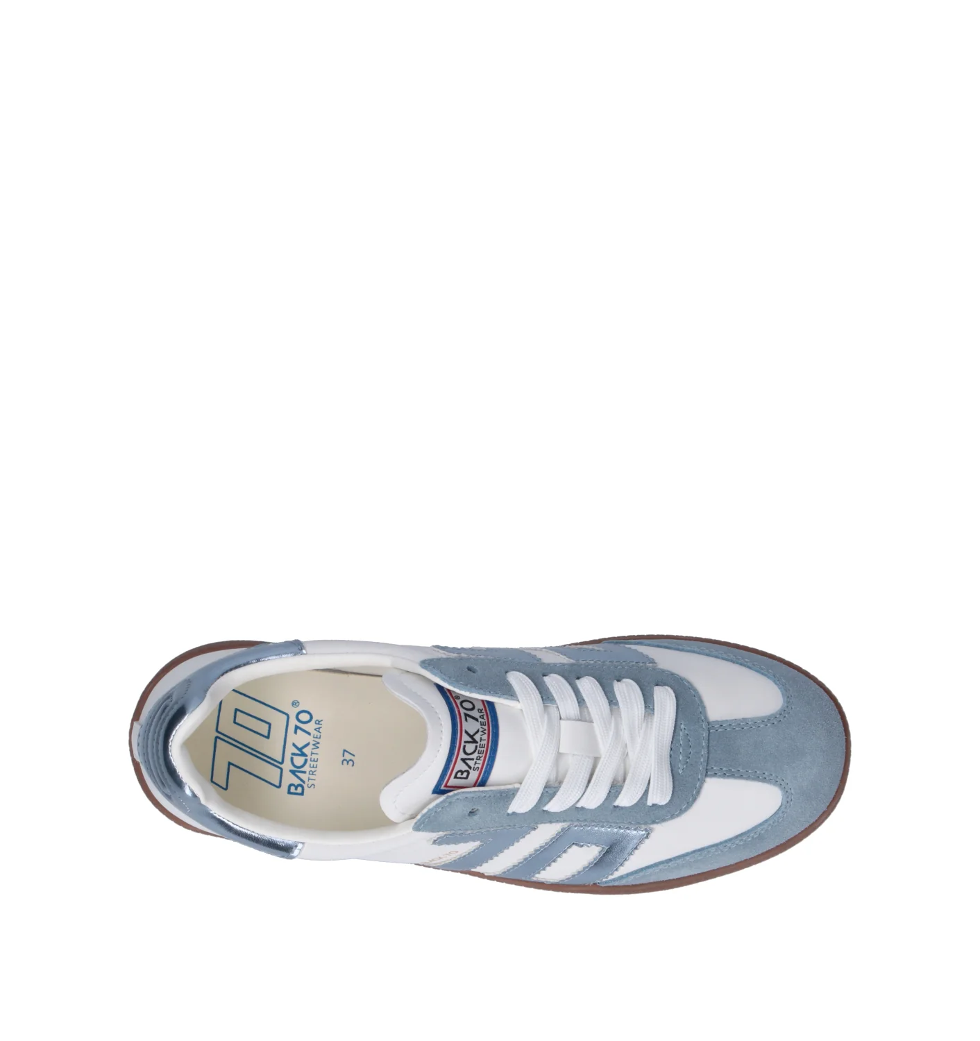 BACK 70 Sneaker donna bianca/azzurra in pelle - Image 5