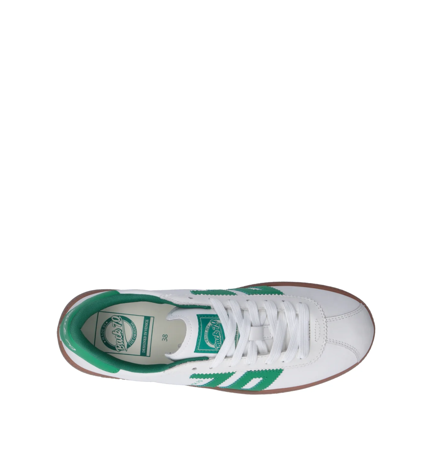 BACK70 Sneaker donna bianca/verde in pelle - Image 5