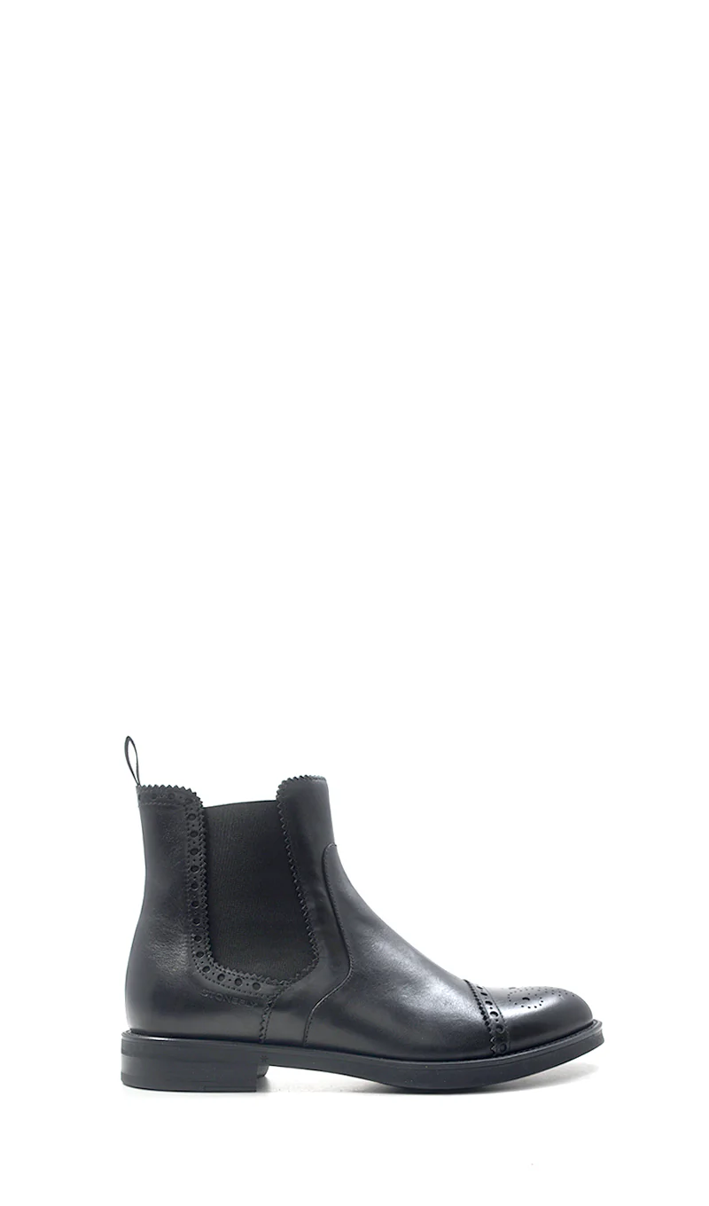 STONEFLY Tronchetto uomo nero in pelle con ricami brogue