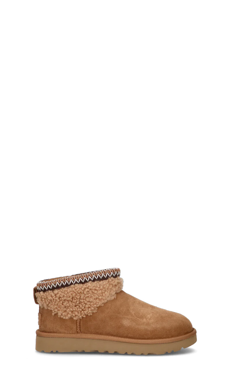 UGG - CLASSIC ULTRA MINI MAXI CURLY Stivaletto pelo donna chestnut in suede/pelliccia