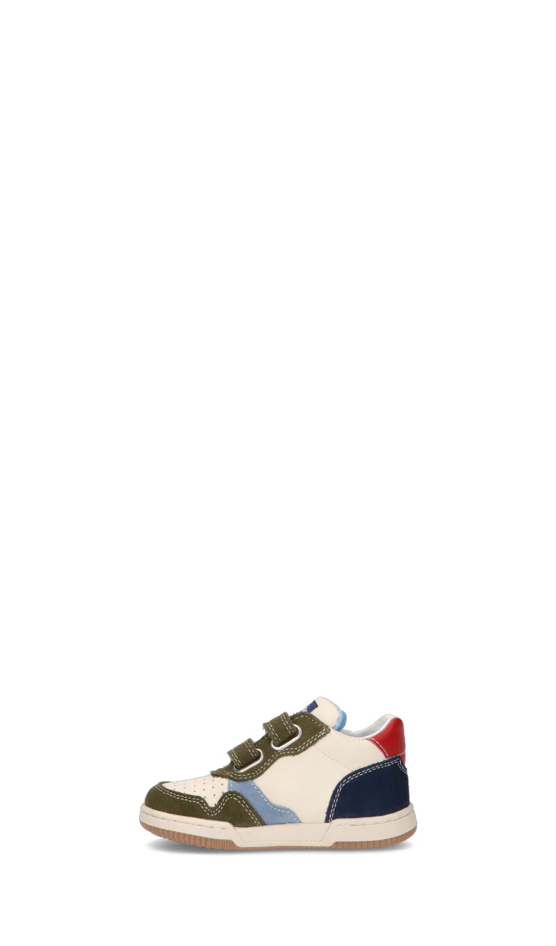FALCOTTO Sneaker bimbo verde militare, beige, rossa e blu in pelle - Image 4