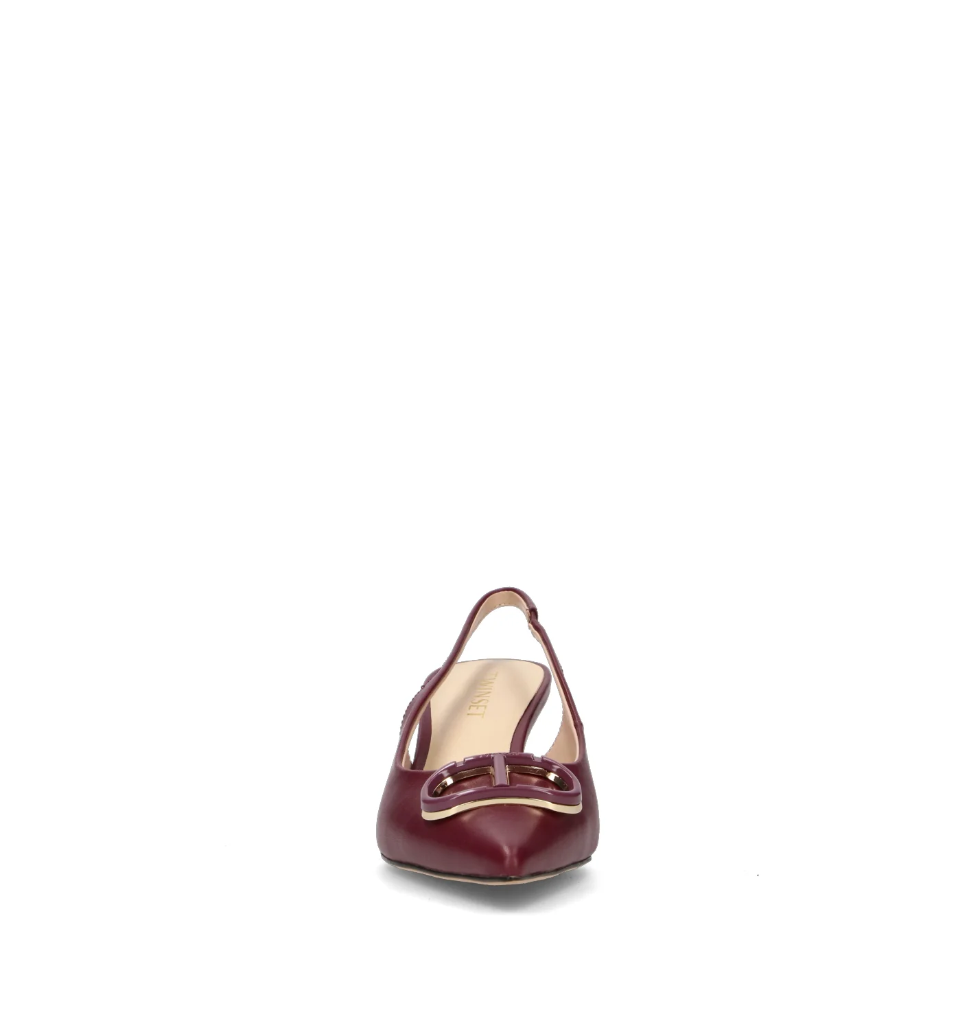 TWIN SET-SIMONA BARBIERI Slingback donna bordeaux in pelle - Image 3