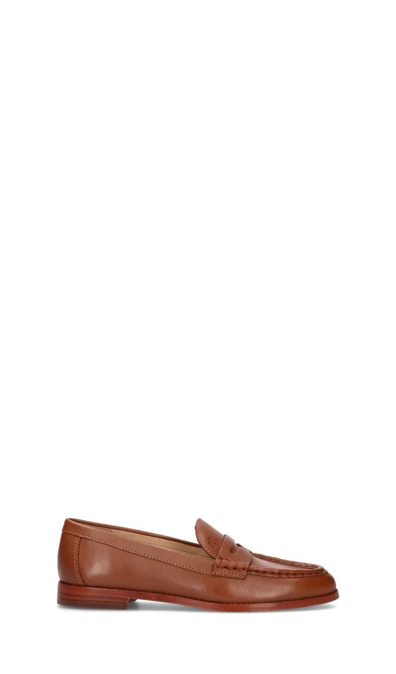 RALPH LAUREN Mocassino donna cuoio in pelle