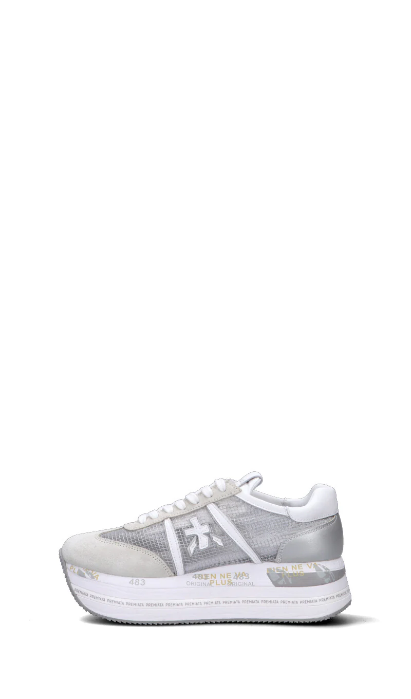 PREMIATA Sneaker donna bianca/grigia in pelle - Image 4