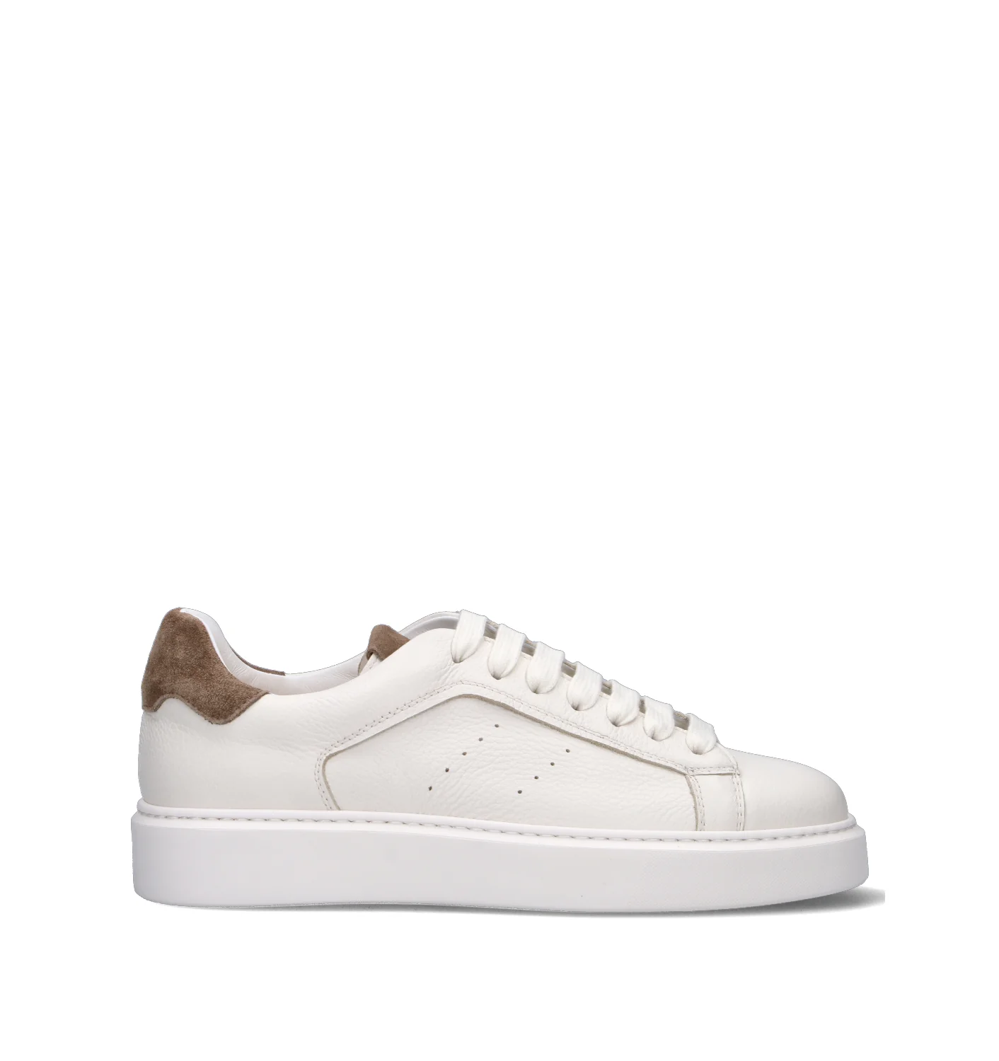 DOUCAL'S Sneaker uomo bianca/marrone in pelle