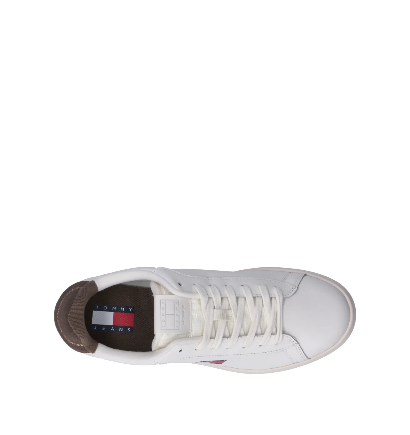 TOMMY HILFIGER JEANS Sneaker uomo bianca/marrone in pelle - Image 5