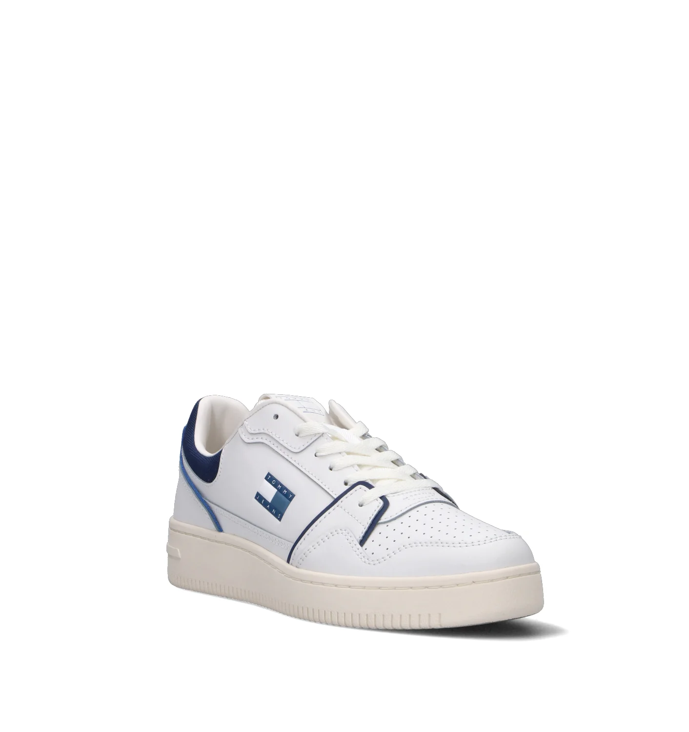 TOMMY HILFIGER JEANS Sneaker uomo bianca/blu in pelle - Image 2