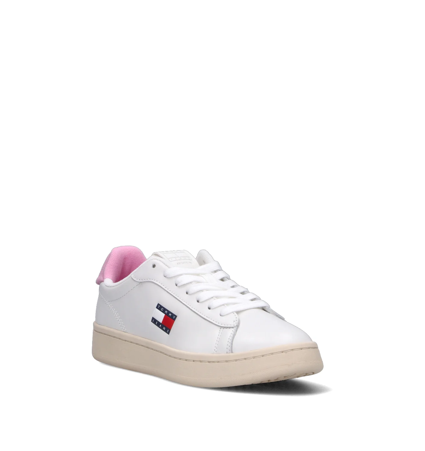 TOMMY HILFIGER JEANS Sneaker donna bianca/rosa in pelle - Image 2