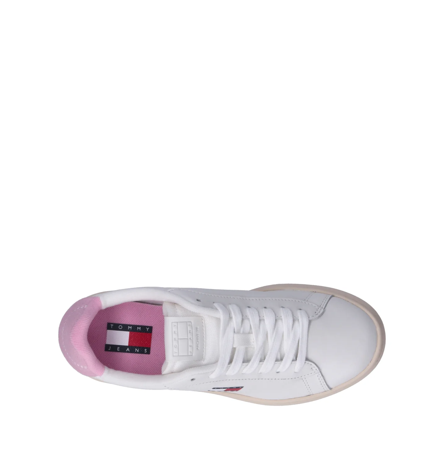 TOMMY HILFIGER JEANS Sneaker donna bianca/rosa in pelle - Image 5