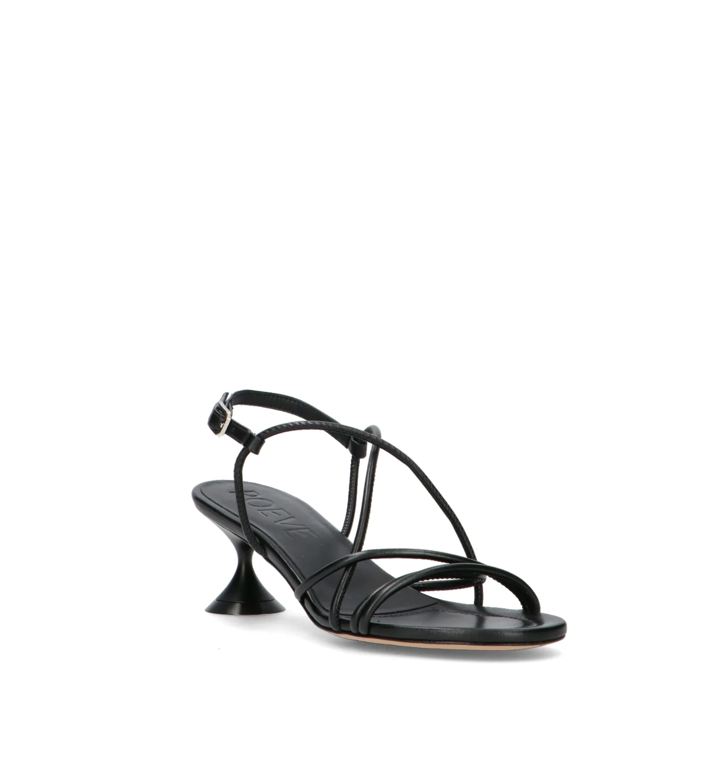 POEVE Sandalo donna nero in pelle - Image 2