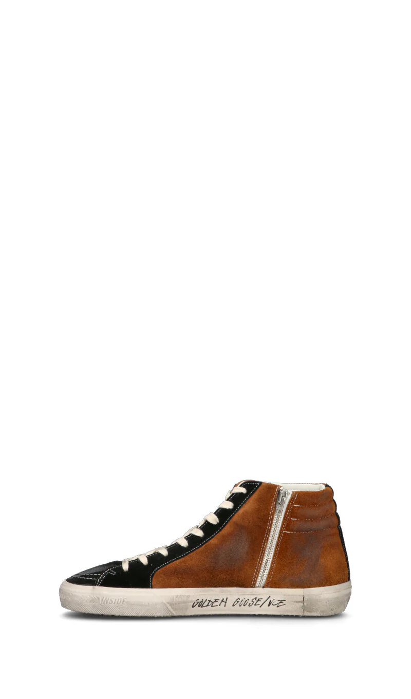 GOLDEN GOOSE SLIDE CLASSIC Sneaker uomo marrone/nera in suede - Image 4