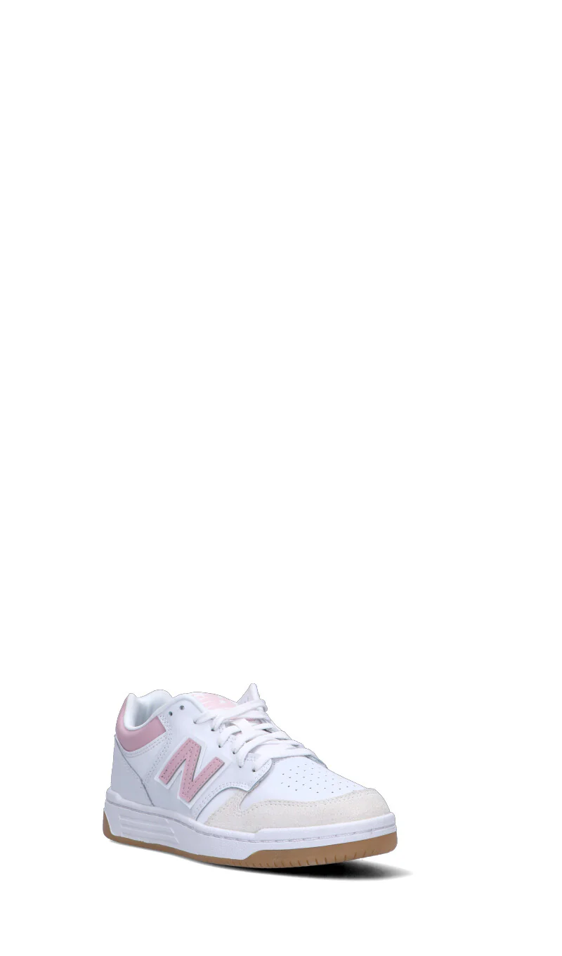 NEW BALANCE - 480 Sneaker ragazza bianca/rosa in pelle - Image 2