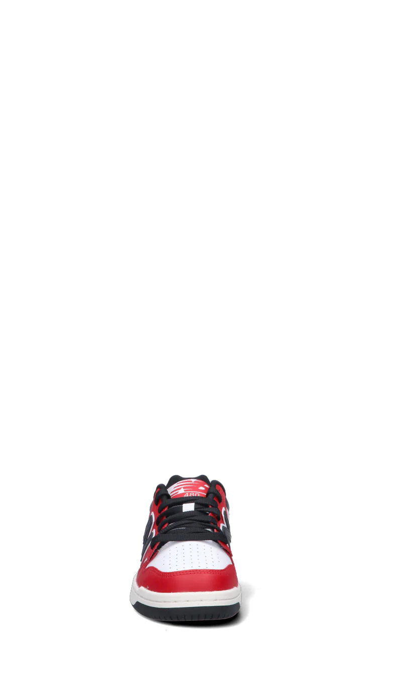NEW BALANCE 480 Sneaker ragazzo rossa, nera e bianca in pelle - Image 3