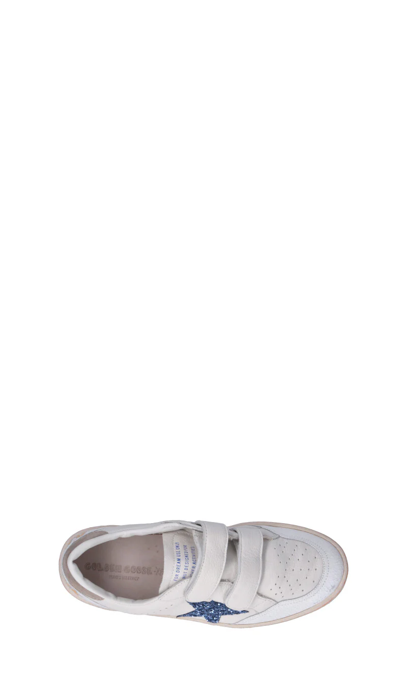 GOLDEN GOOSE - BALL STAR STRAP Sneaker ragazza bianca/azzurra in pelle - Image 5