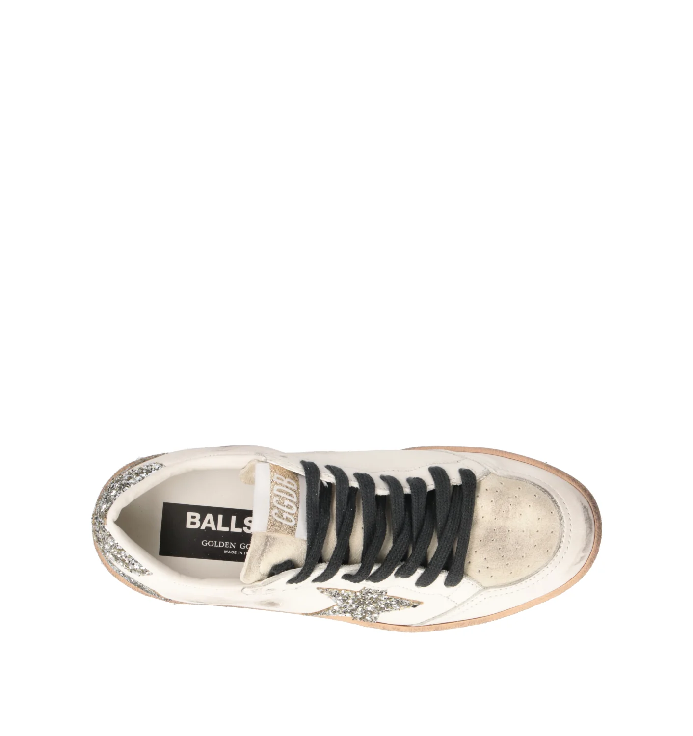 GOLDEN GOOSE BALL STAR Sneaker donna bianca/argento in pelle - Image 5