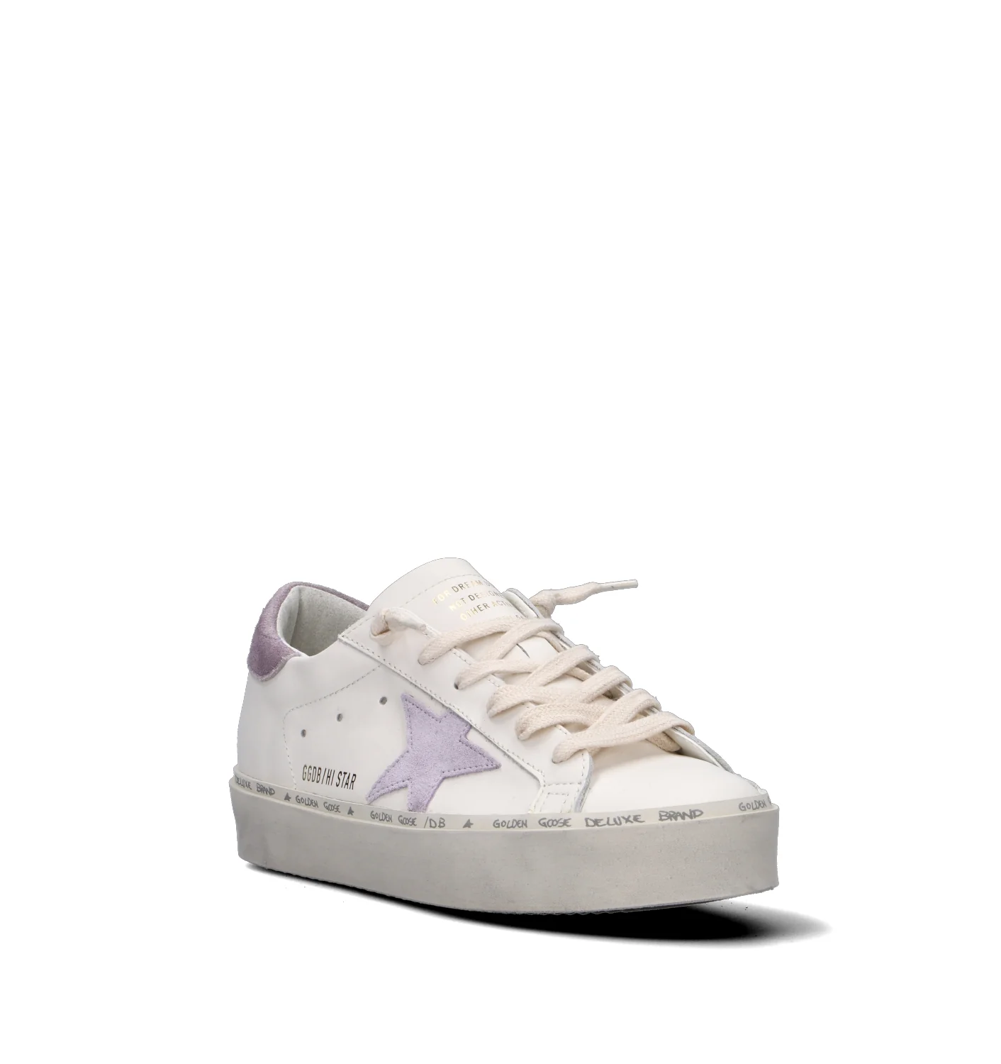 GOLDEN GOOSE HI STAR CLASSIC WITH LIST Sneaker donna bianca/lilla in pelle - Image 2