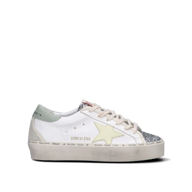 GOLDEN GOOSE HI STAR Sneaker donna bianca/gialla/verde in pelle