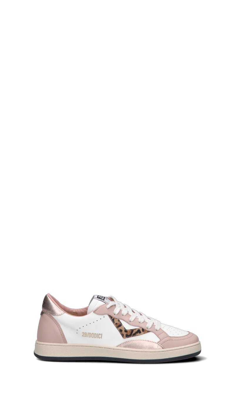 DUEBARRADODICI Sneaker ragazza bianca/rosa in pelle