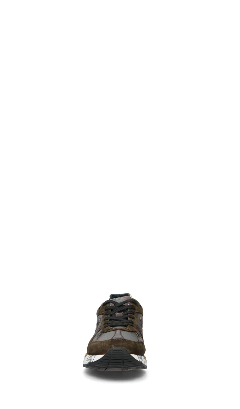 PREMIATA Sneaker uomo marrone/grigia/verde militare in pelle - Image 3