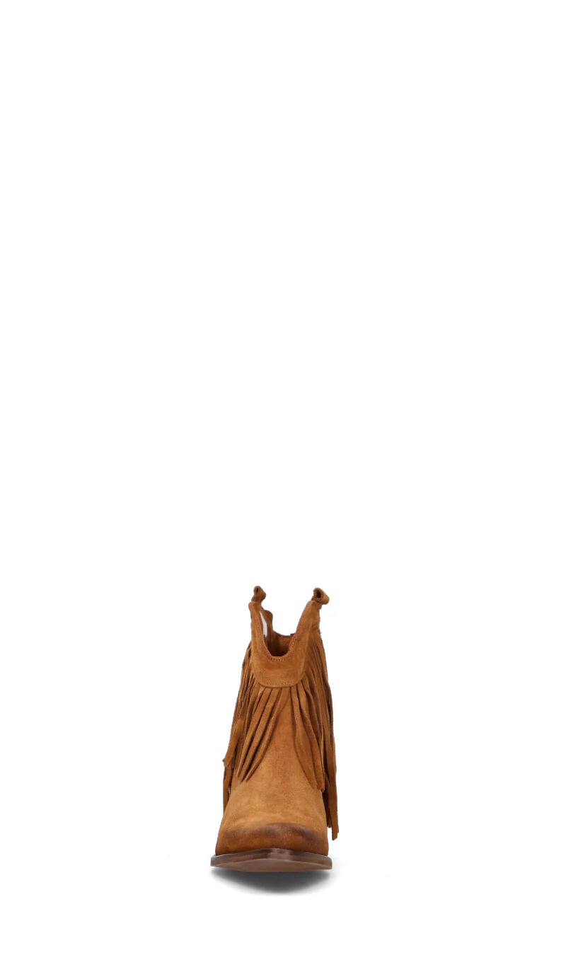 NEROFUMO Tronchetto donna cuoio in suede con frange - Image 3