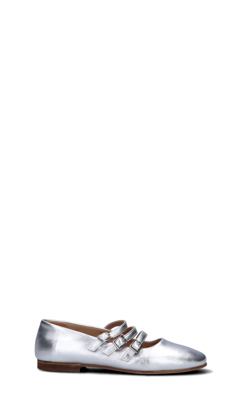 RABARBARO Ballerina donna argento in pelle
