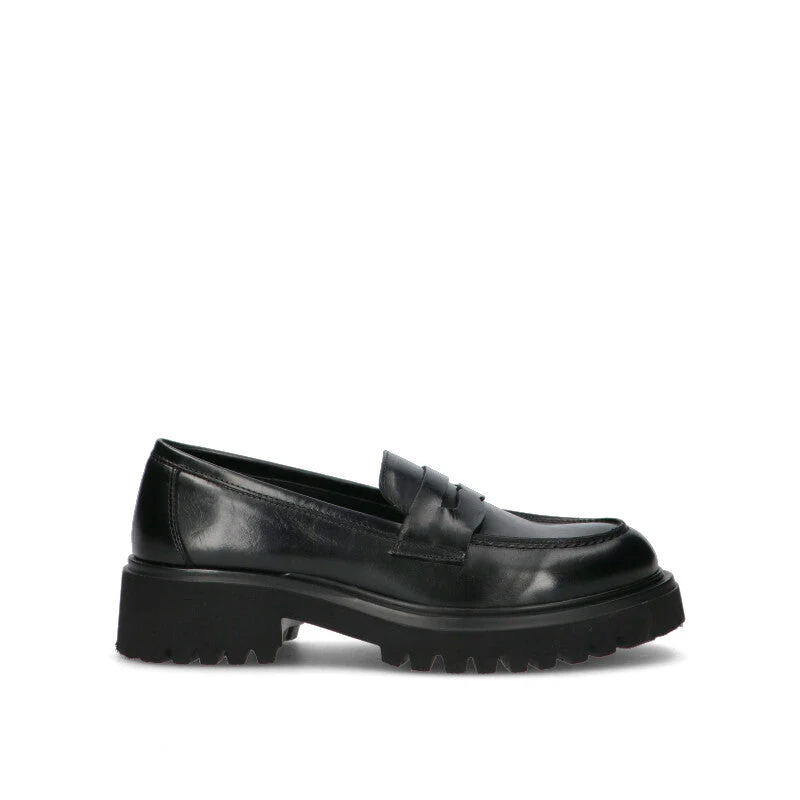 PHIL MELVIS Mocassino donna nero in pelle