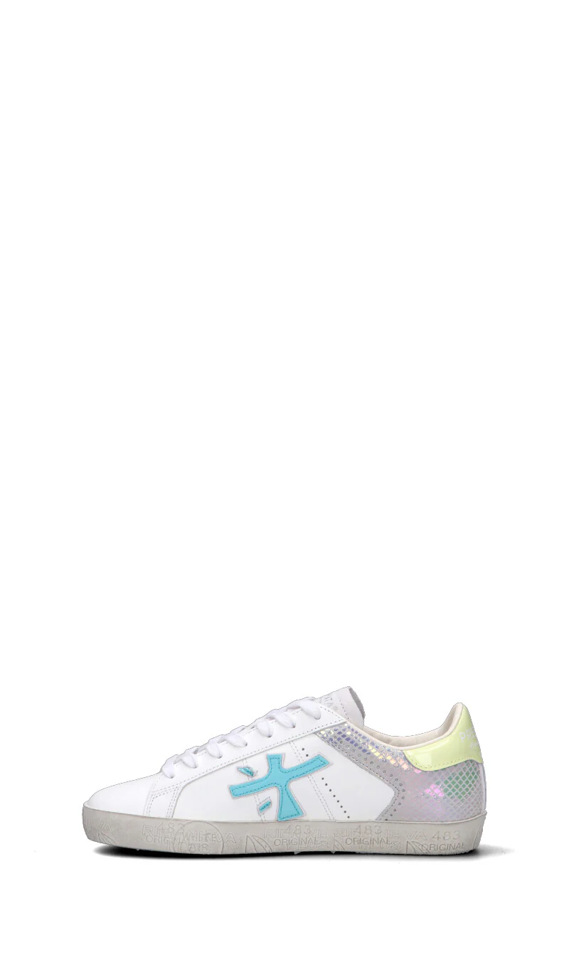 PREMIATA Sneaker donna bianca/azzurra/gialla in pelle - Image 4
