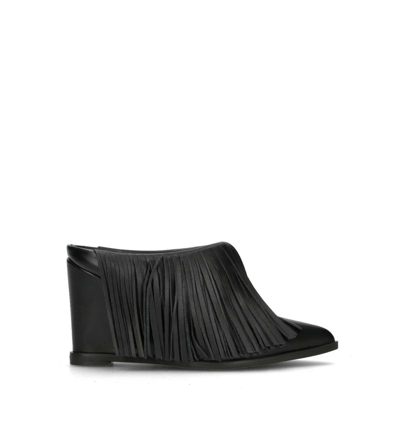 EXE Sabot donna nero in pelle con frange