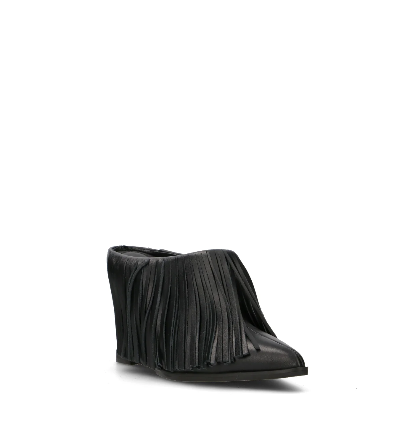 EXE Sabot donna nero in pelle con frange - Image 2