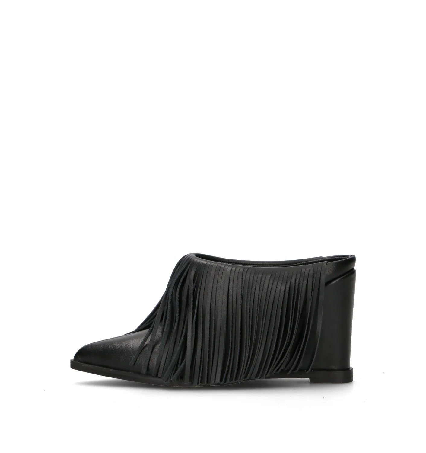 EXE Sabot donna nero in pelle con frange - Image 4