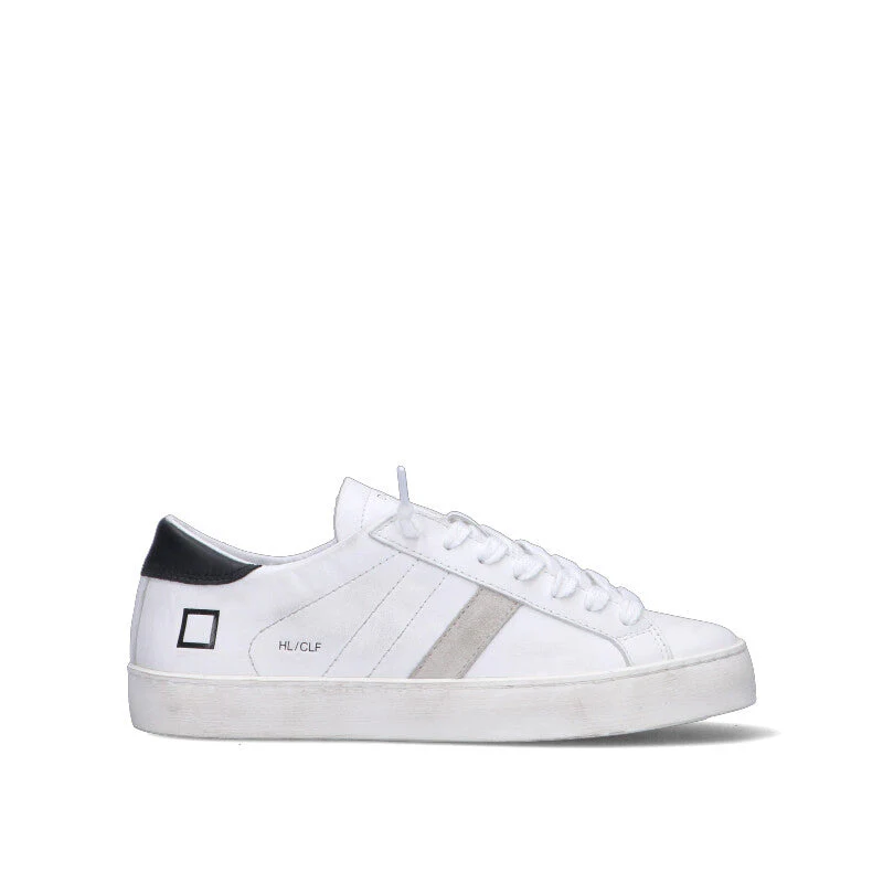 D.A.T.E. HILL LOW CALF Sneaker donna bianca/nera in pelle
