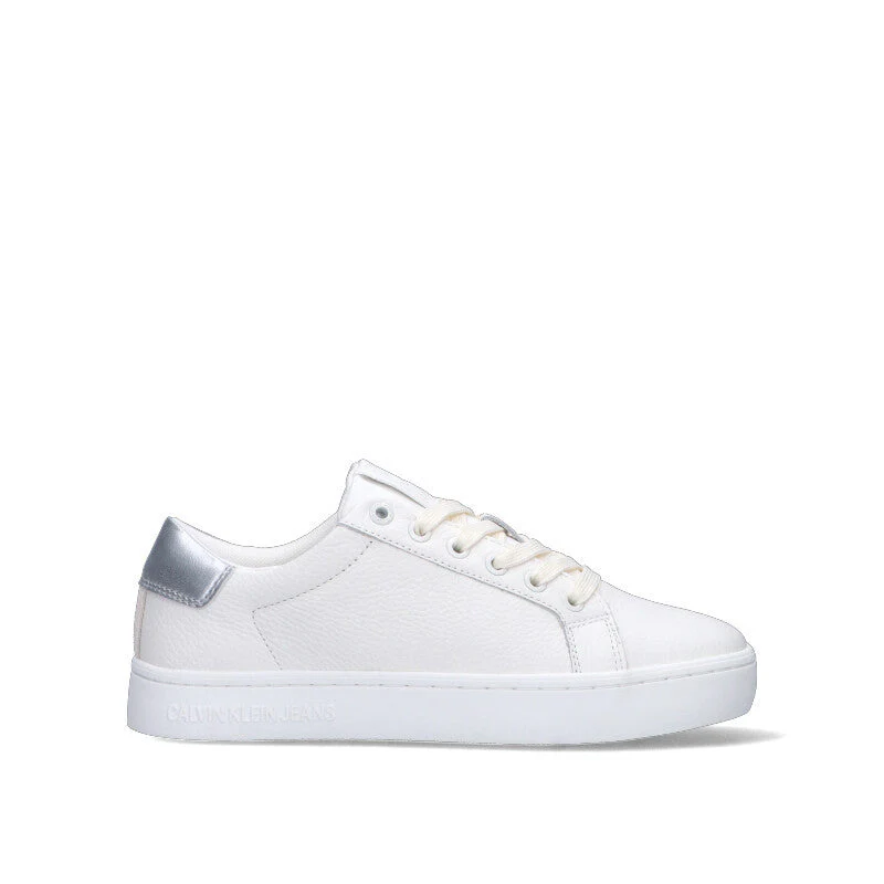 CALVIN KLEIN JEANS Sneaker donna bianca/argento in pelle